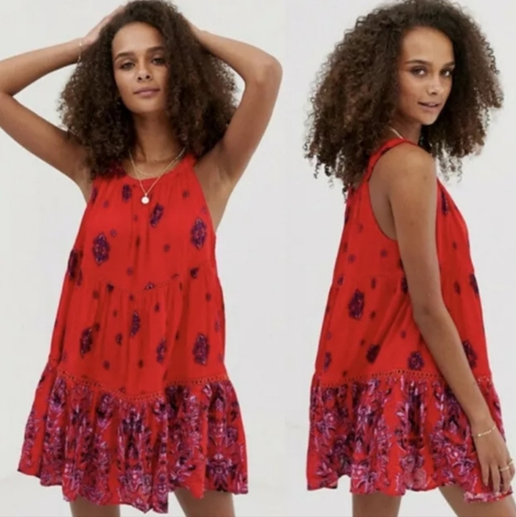 Free People Red Boho Dress. Like New! - Picture 10 of 12